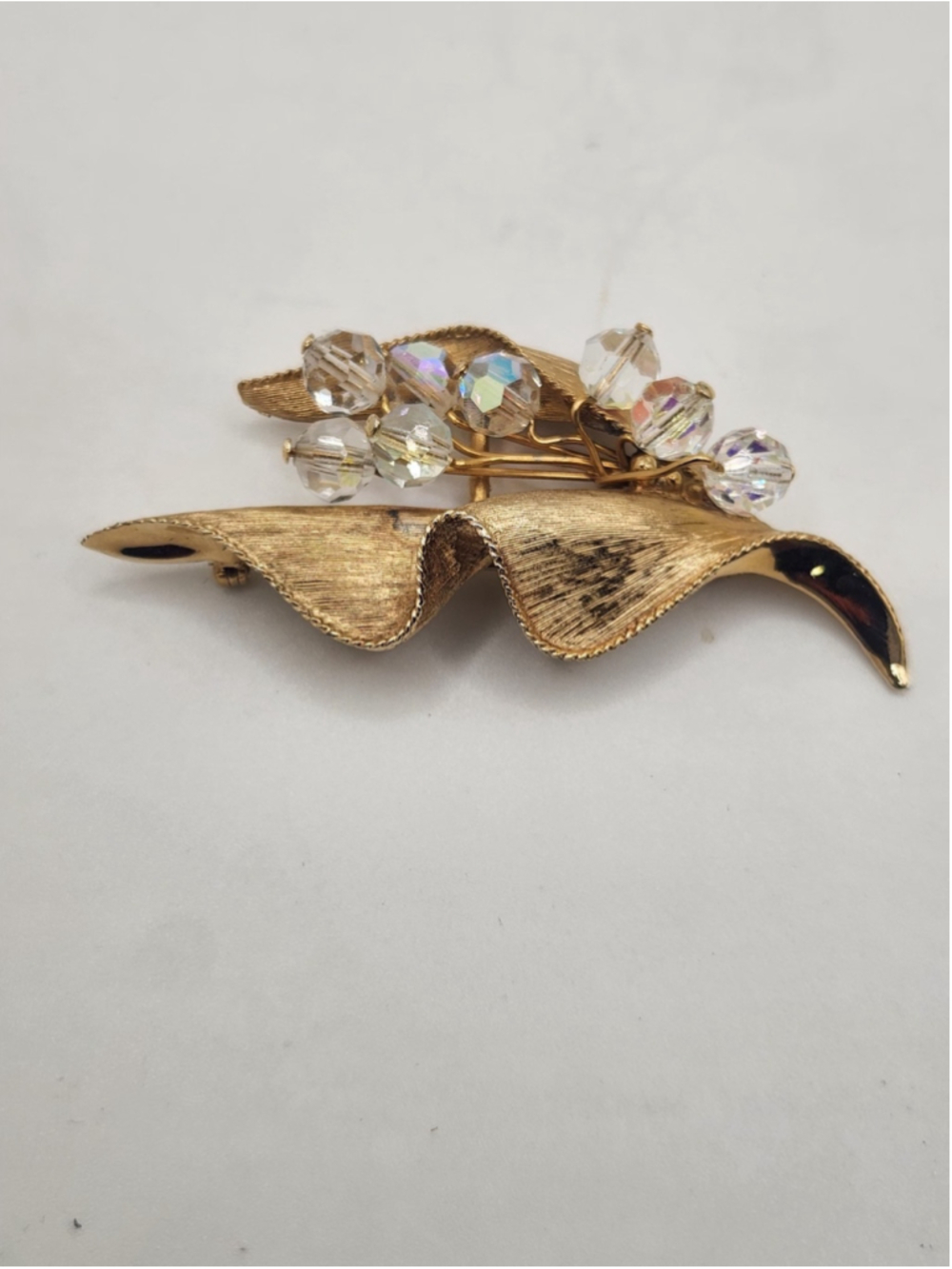 Vintage Emmons Signed Goldtone Aurora Borealis Brooch Pin